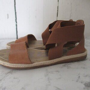 Sorel Sandals 39 8 Leather Backstrap Stretch Slip On Espadrille Flat